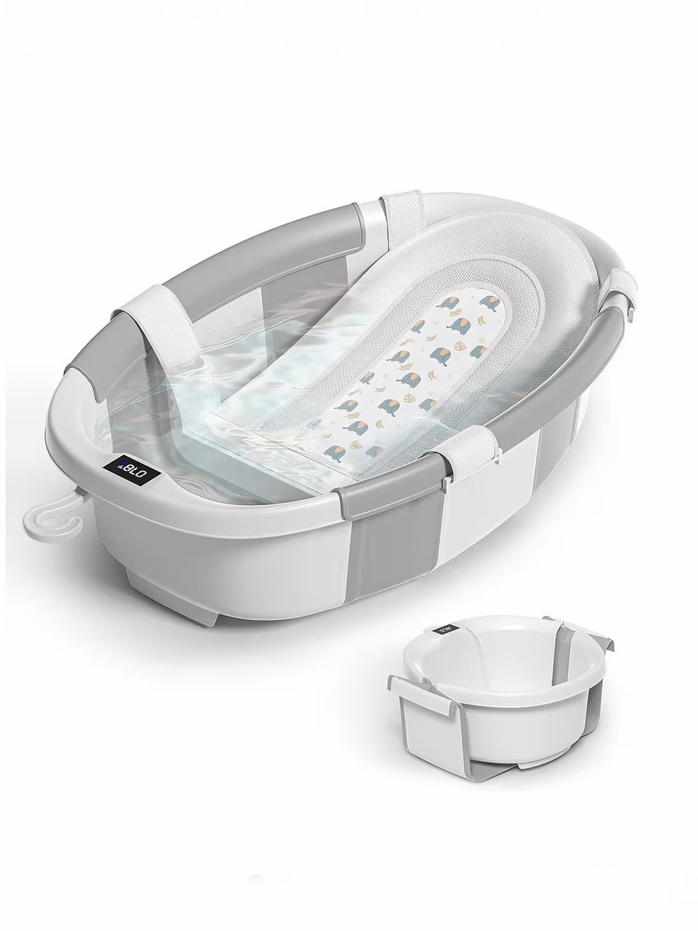 Collapsible Baby👶🏻Bathtub🛁w Cushion Thermometer🌡️& Drain Hole
